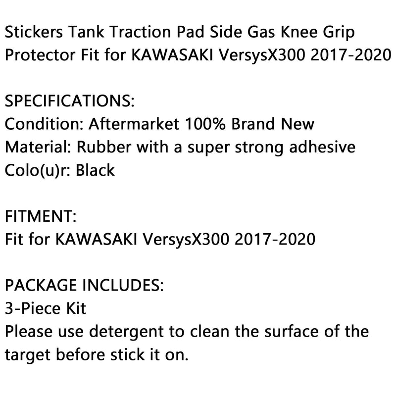 ثلاثة خزان حامي الجانب Tankpad صالح لكاواساكي Versysx300 2017-2020 المطاط عام