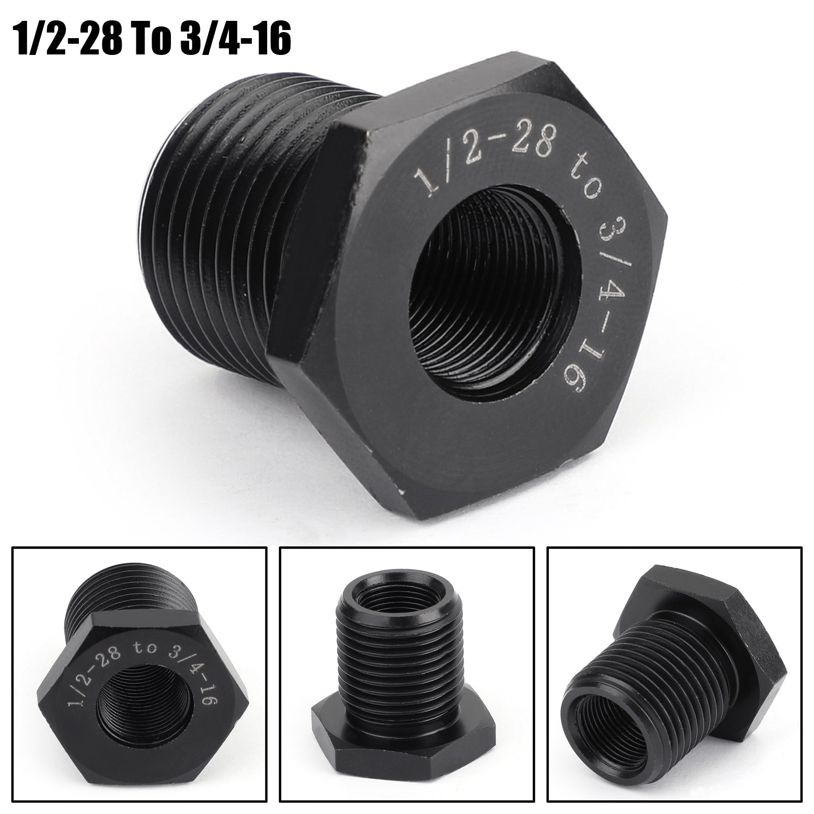 3PCS 1/2-28 to 3/4-16, 13/16-16, 3/4 NPT Thread Oil Filter Adapters Black New Generic