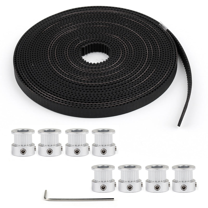 8pcs GT2 Pulley 20Teeth Bore 8mm + 5m GT2 Timing Belt For 3D Printer Part RepRap