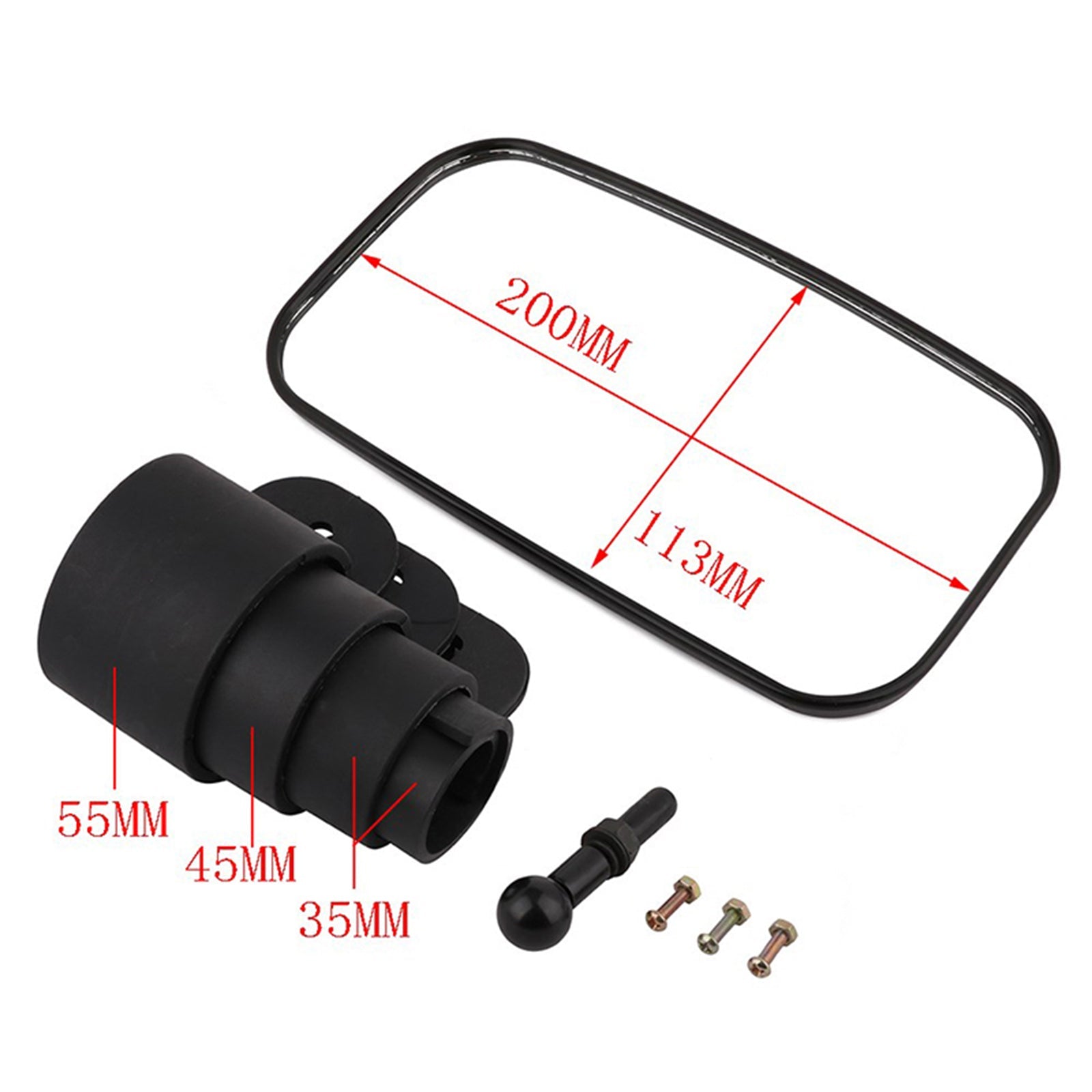 1.5" 1.75" 2" Bar Retangular Rear View Mirror For Kawasaki Mule Can-Am Commander Generic