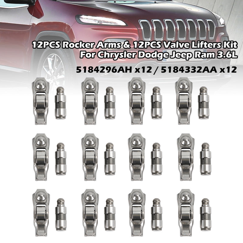 2011-2018 Dodge Grand Caravan/Journey 3.6L engines 12PCS Rocker Arms & 12PCS Valve Lifters Kit