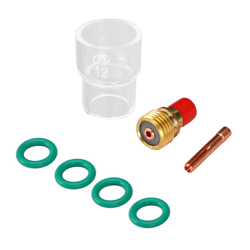 7pcs TIG Welding Torch Stubby Gas Lens Pyrex Glass Cup Kit For WP-9/20/25