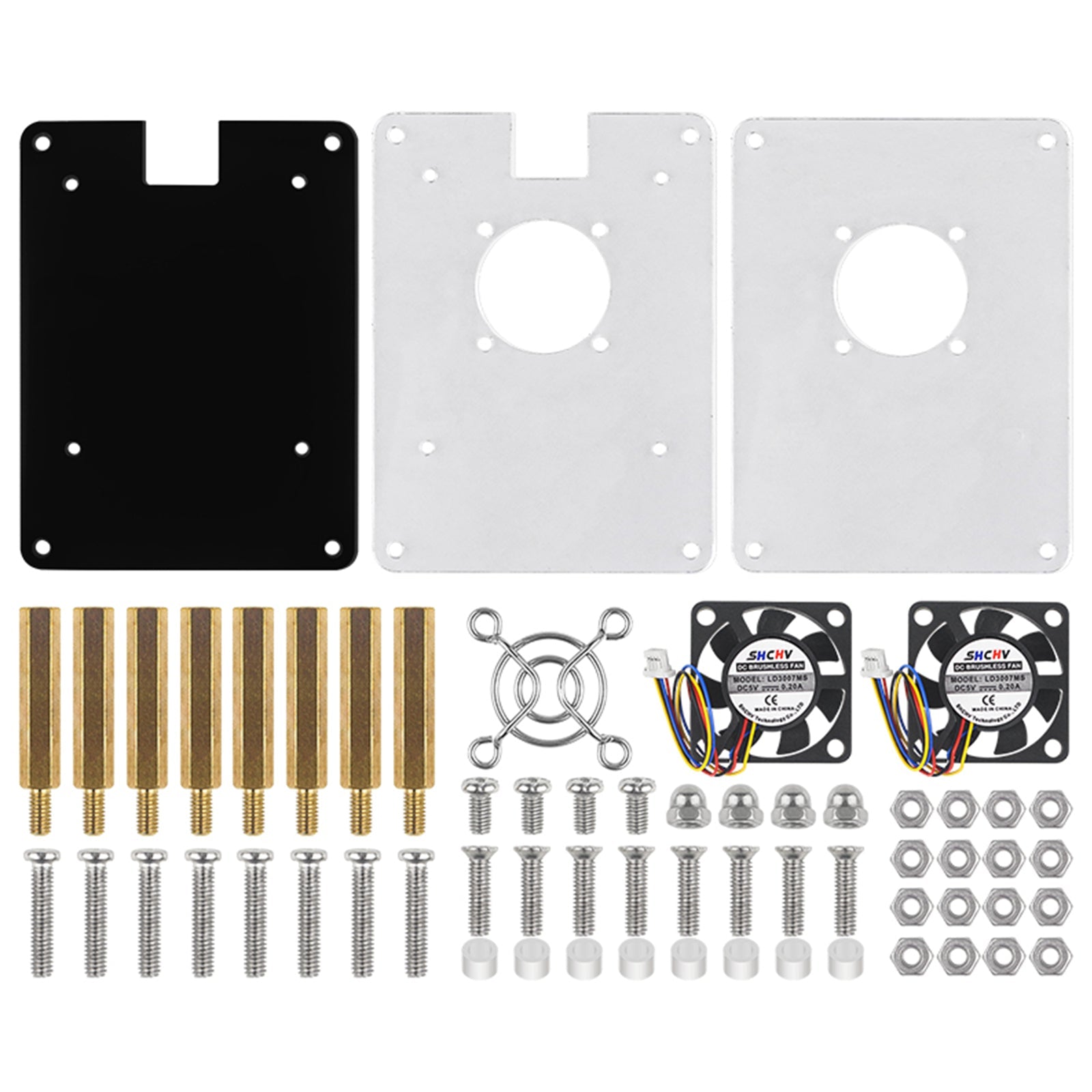 Raspberry Pi 5 Multi-Layer Acrylic Shell Transparent Protective Case Cooling Fan