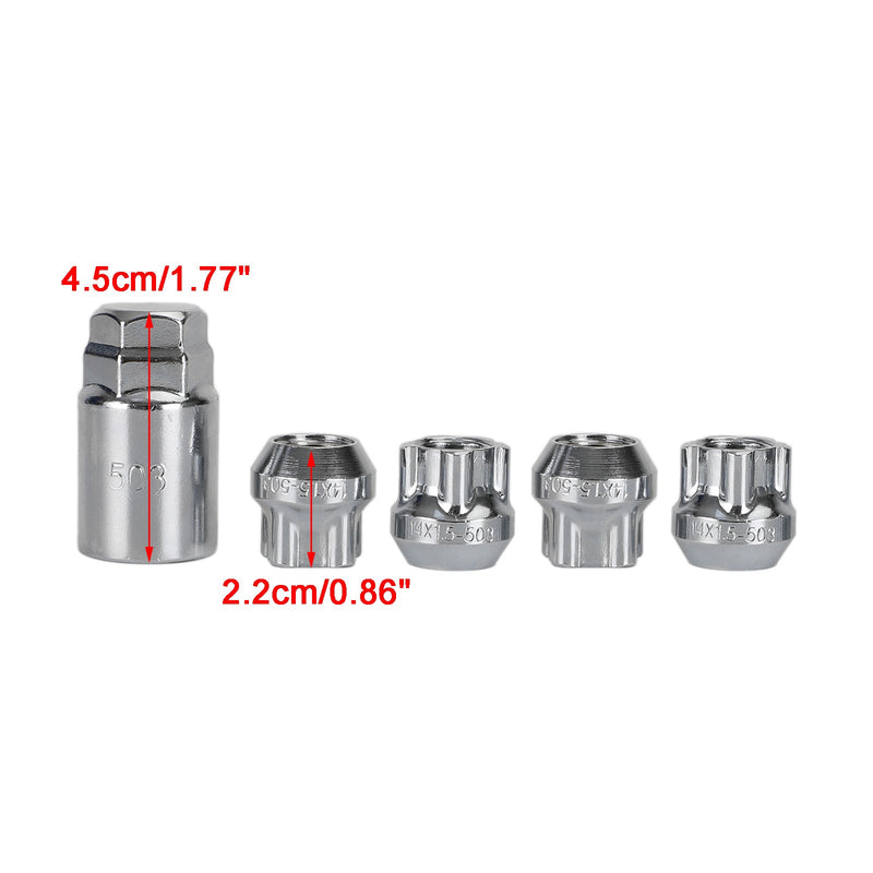 تيسلا موديل S/3/X/Y طوال العام كروم M14×1.5 4 قطعة صامولة قفل العجلة