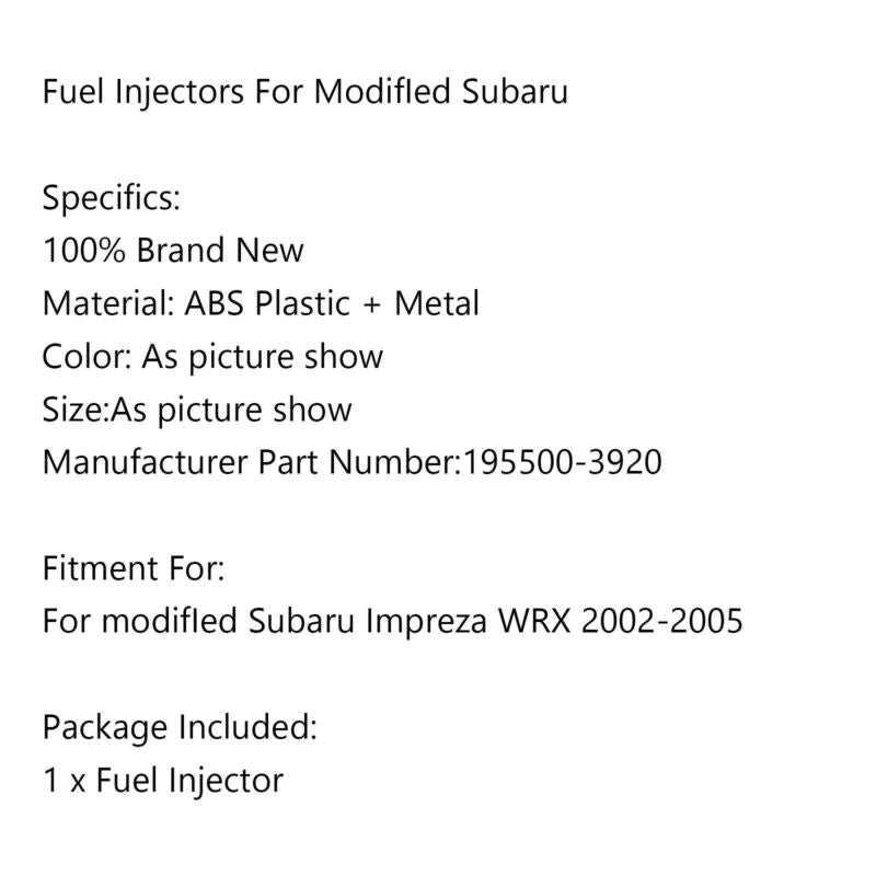 4 inyectores de combustible 195500-3920 850cc para Subaru Impreza WRX modificado 2002-05 genérico