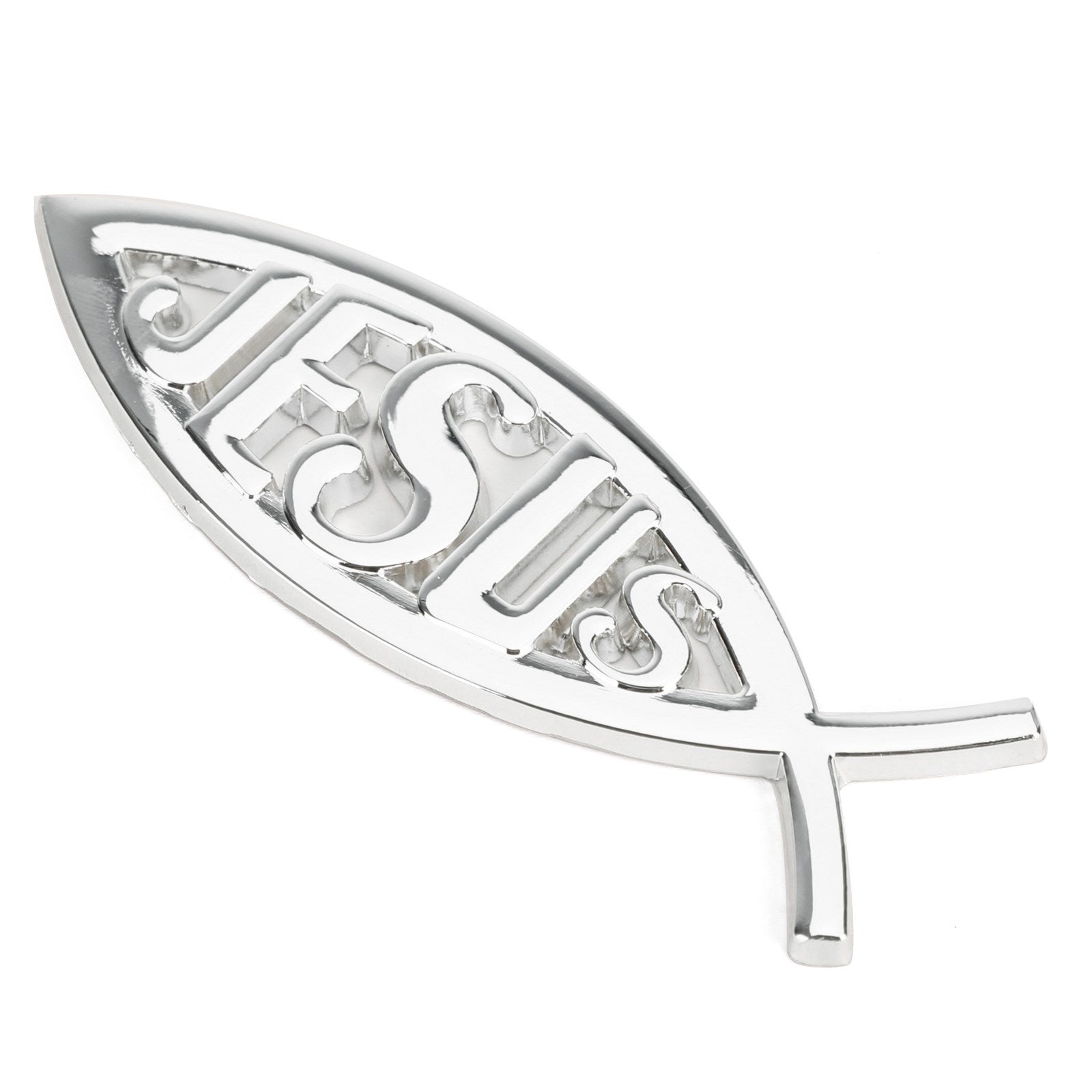 3D Car Decal Emblem Sticker Religious God For Jesus Christian Fish Symbol Silver