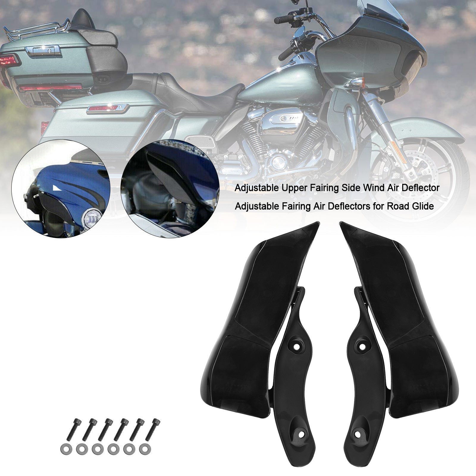 Deflector de aire de viento lateral de carenado superior ajustable para Road Glide 2015-2020 genérico