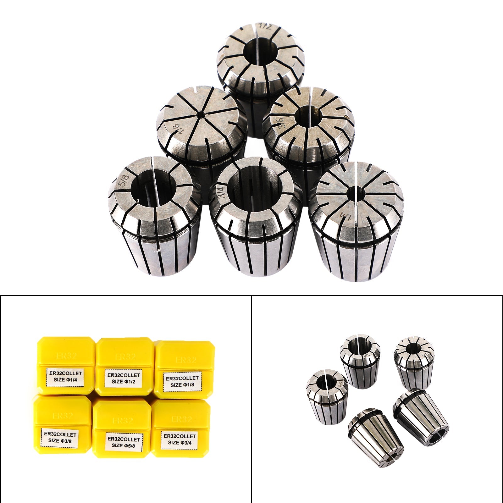 6Pcs ER32 Spring Collet 1/2"-5/8"For CNC Milling Lathe Tool Engraving Machine