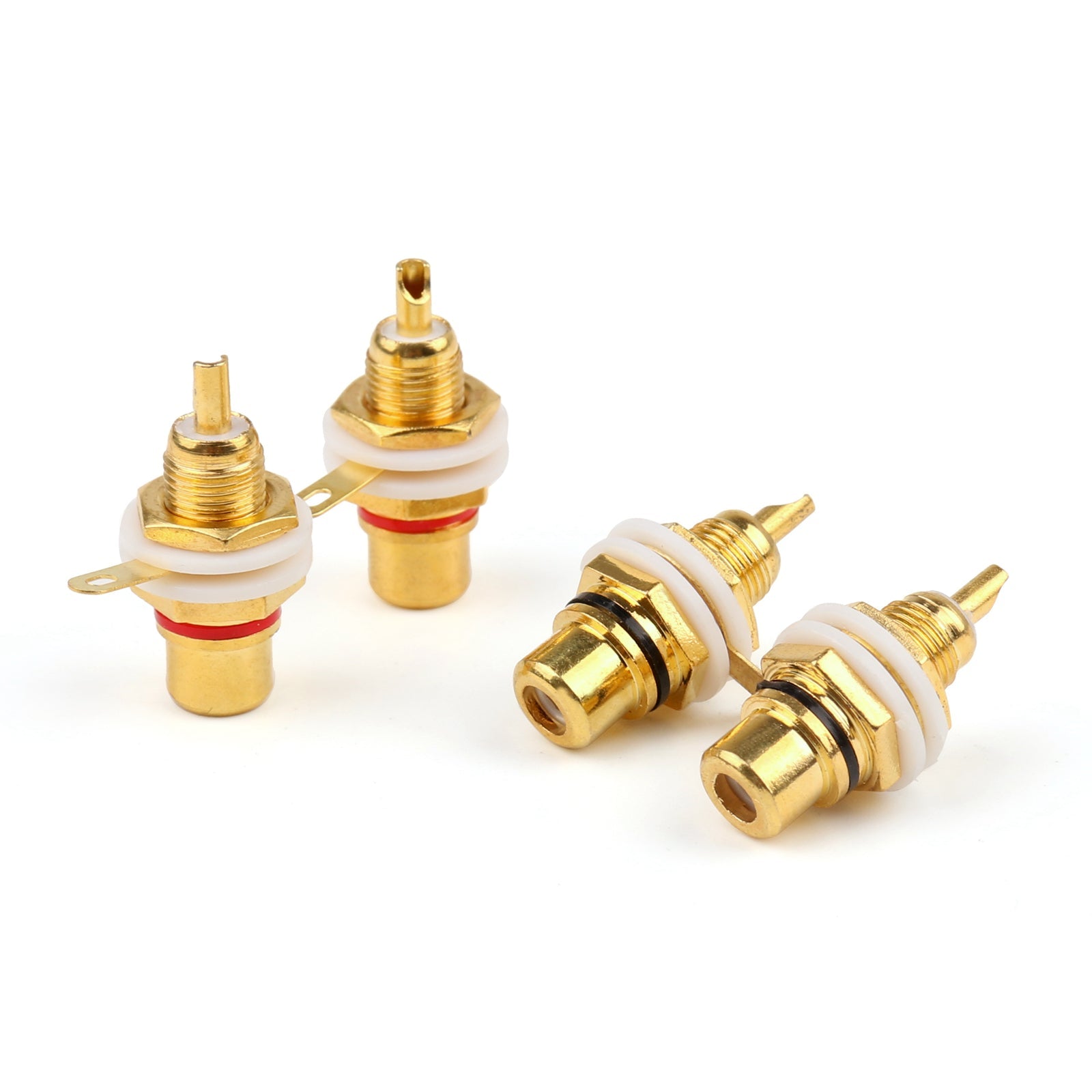 60 uds. Conector hembra RCA chapado en oro, montaje en Panel, enchufe de chasis, rojo y negro