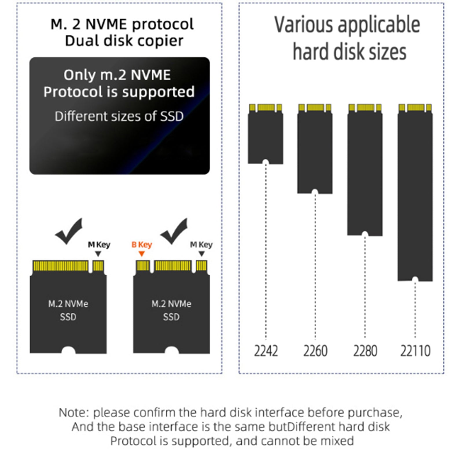 NVME SATA M.2 SSD estación de acoplamiento duplicador SSD caja de unidad de estado sólido para EE. UU.