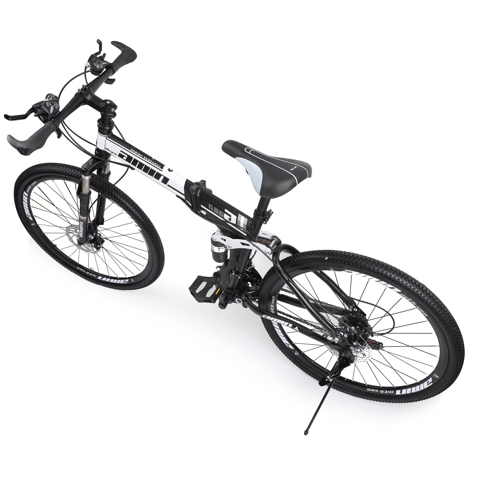 26 Inch Folding Mountain Bike White&Black