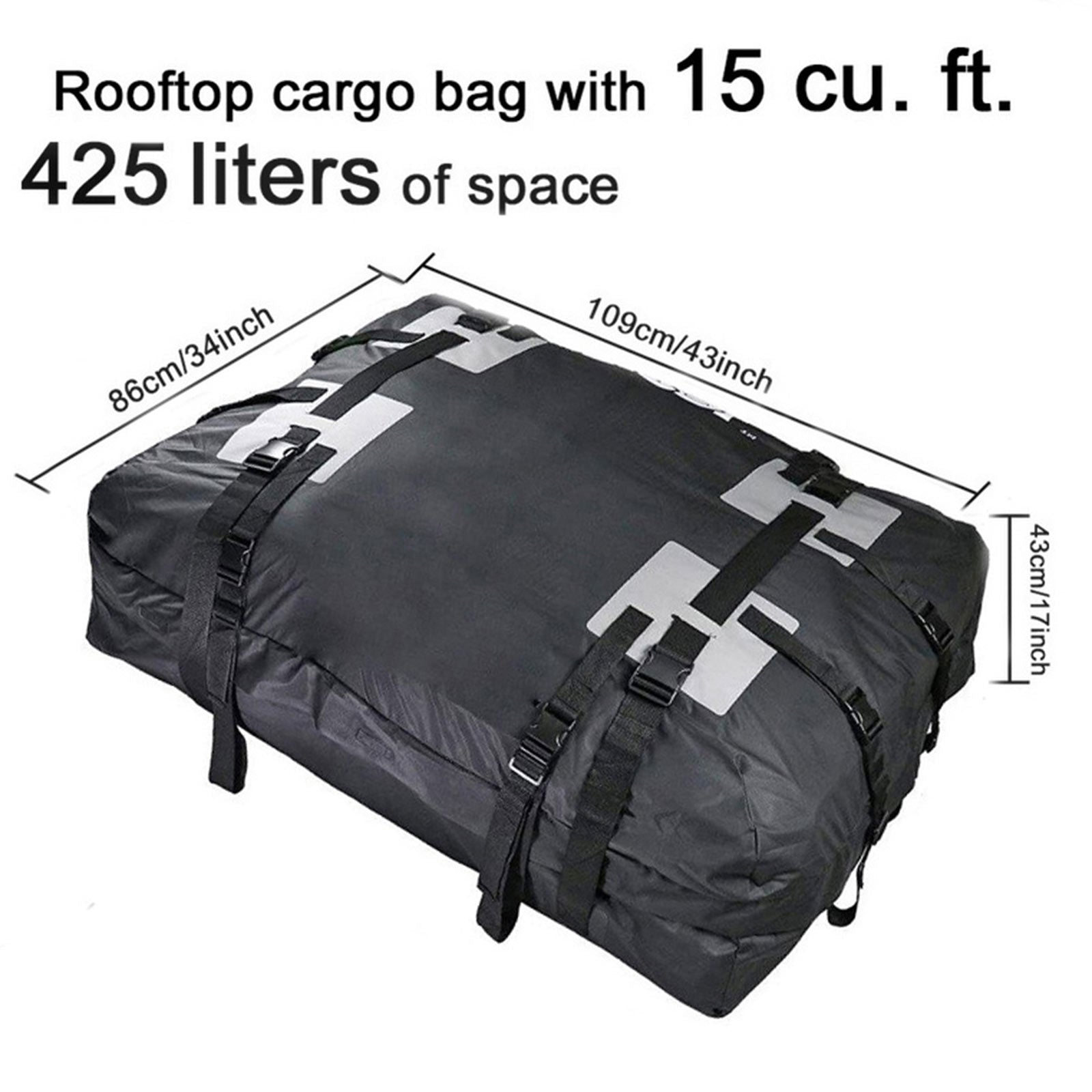 Waterproof Car Roof Top Rack Carrier Cargo Bag Luggage Cube Bag w/ Non-Slip Mat