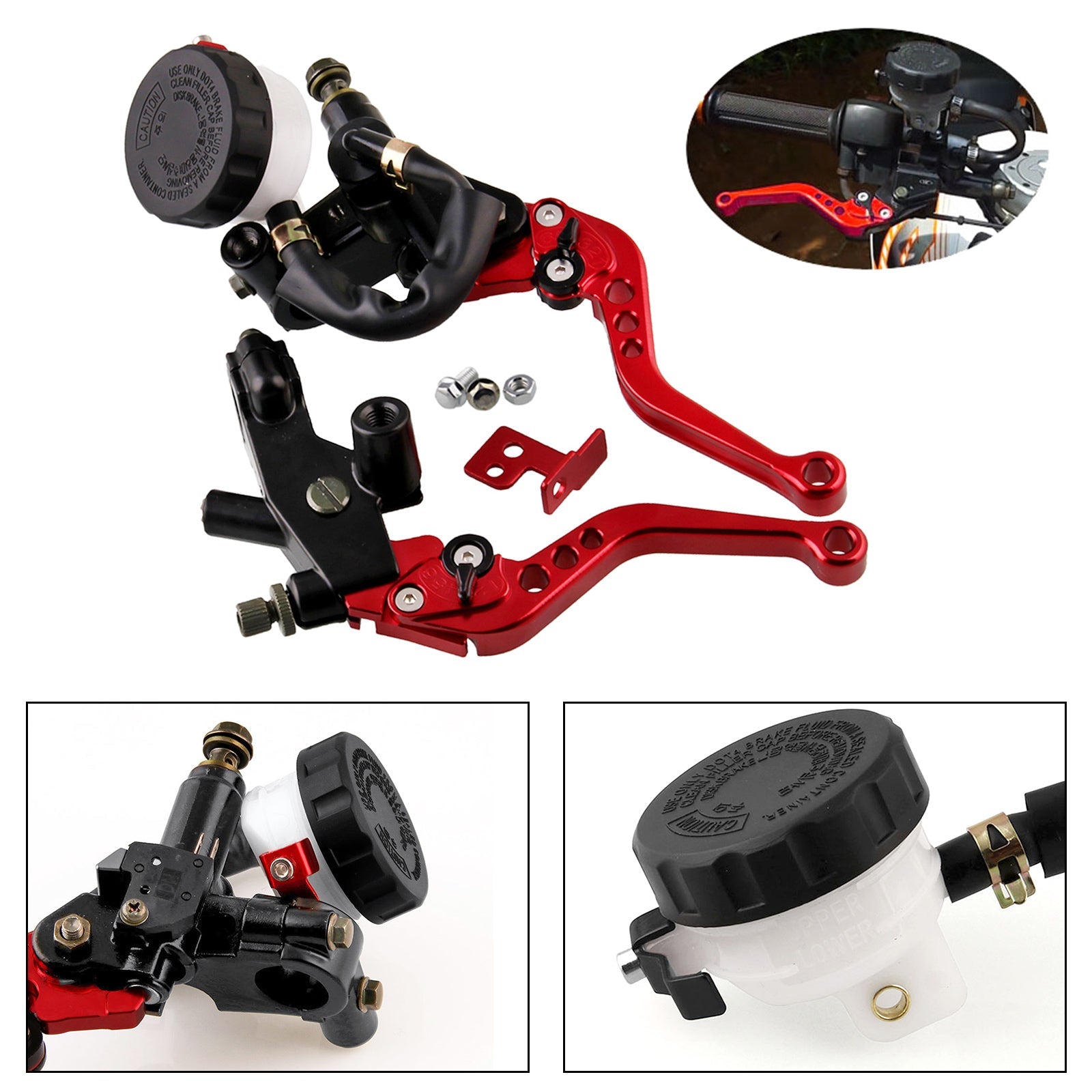 Universal 7/8'' 22mm Front Brake Clutch Master Cylinder Reservoir Levers Generic