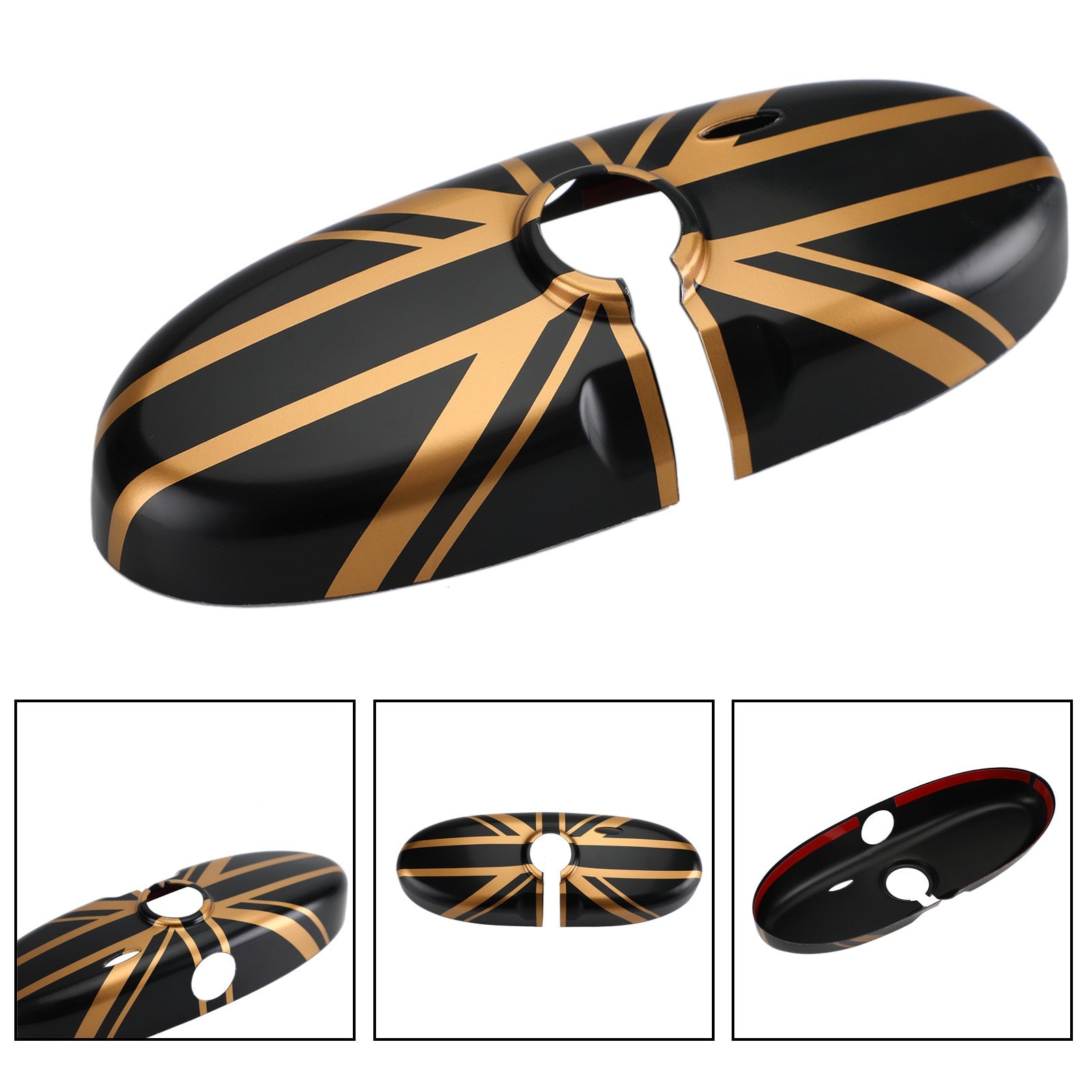 Union Jack UK Flag Rear View Mirror Cover for MINI Cooper R55 R56 R57 Black/Gold Generic