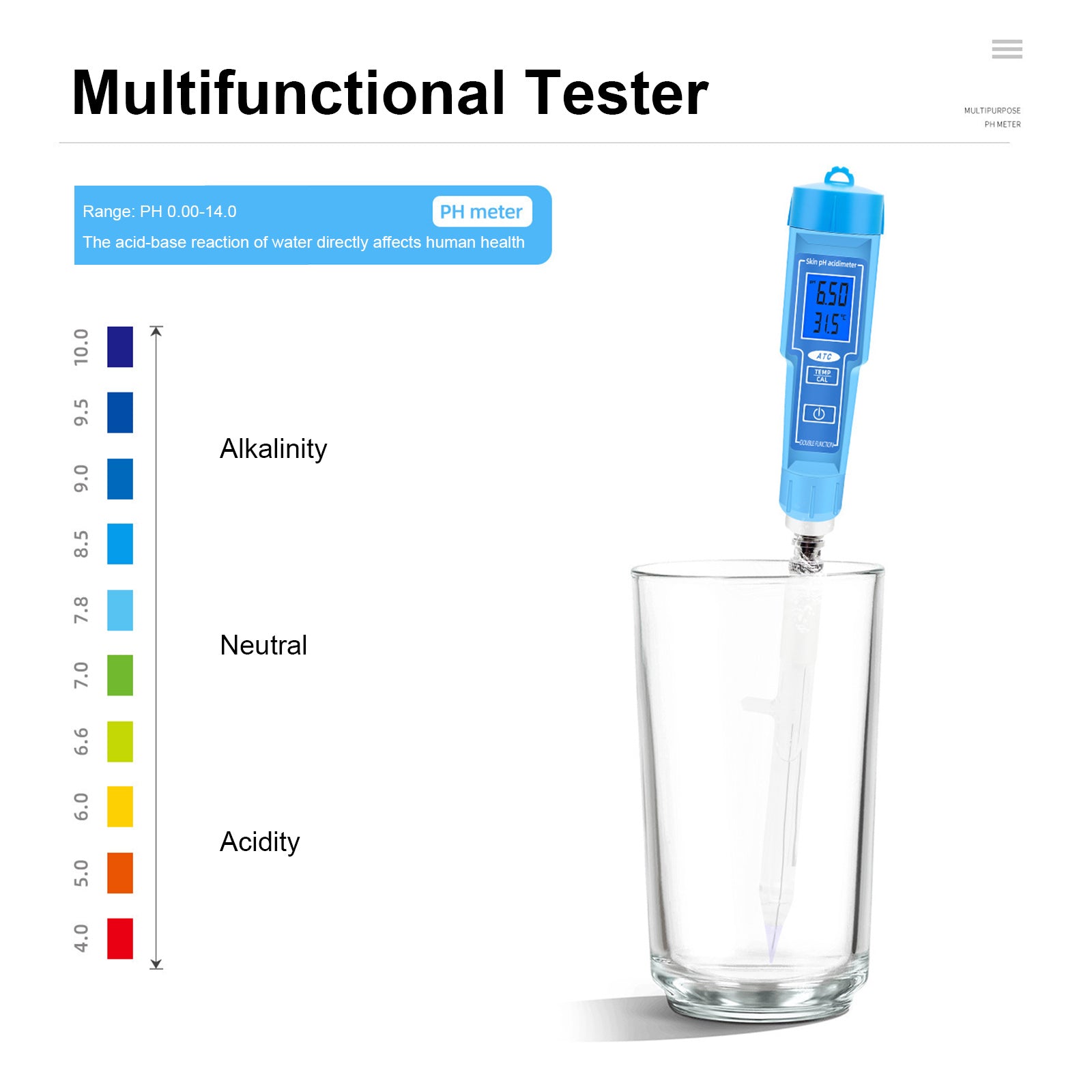 Medidor de PH termómetro pluma para alimentos fruta carne suelo laboratorio Digital acidez PH Tester