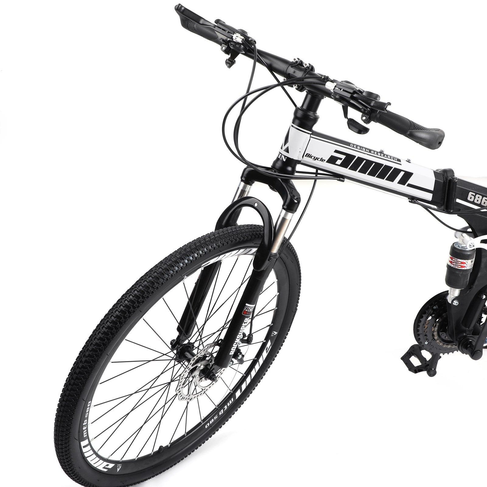 26 Inch Folding Mountain Bike White&Black