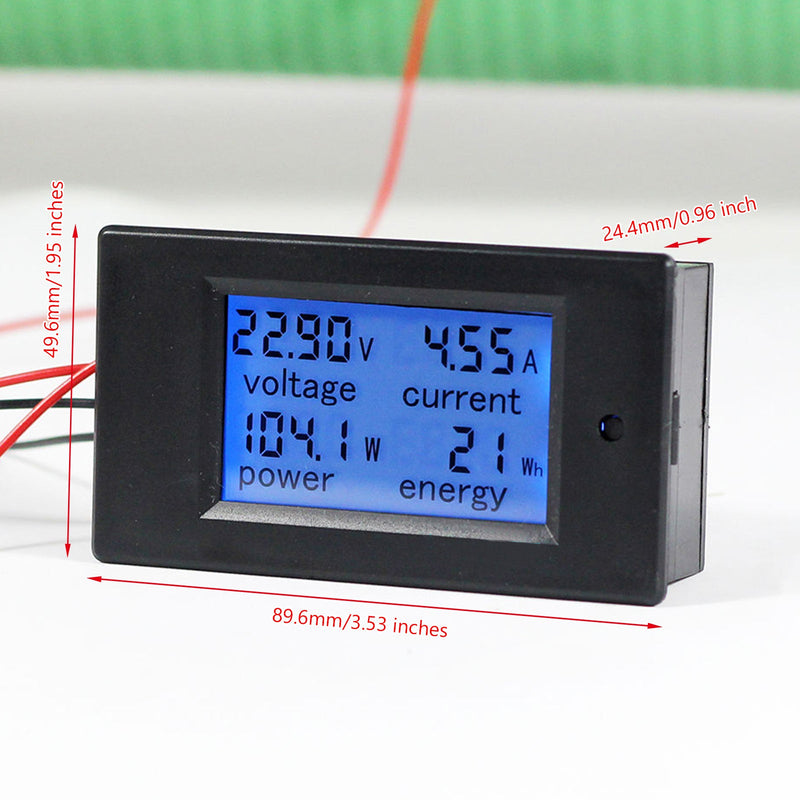 تيار مستمر 20A 100 فولت LCD الرقمية فولت الجهد واط مقياس الطاقة الحالي مقياس التيار الكهربائي الفولتميتر