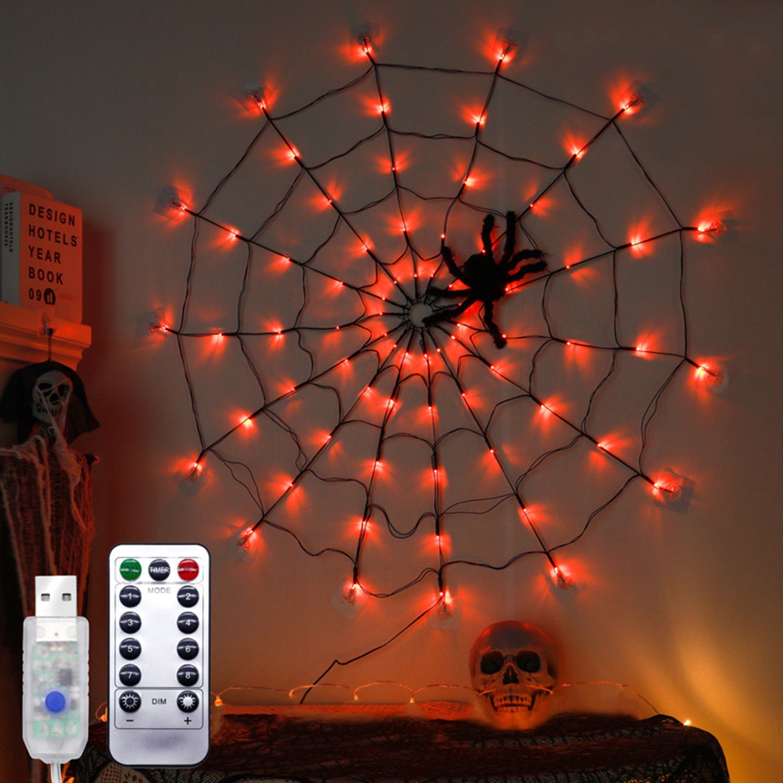 Halloween Decorations Web Lights Indoor Outdoor Party Garden Decoration+Spider