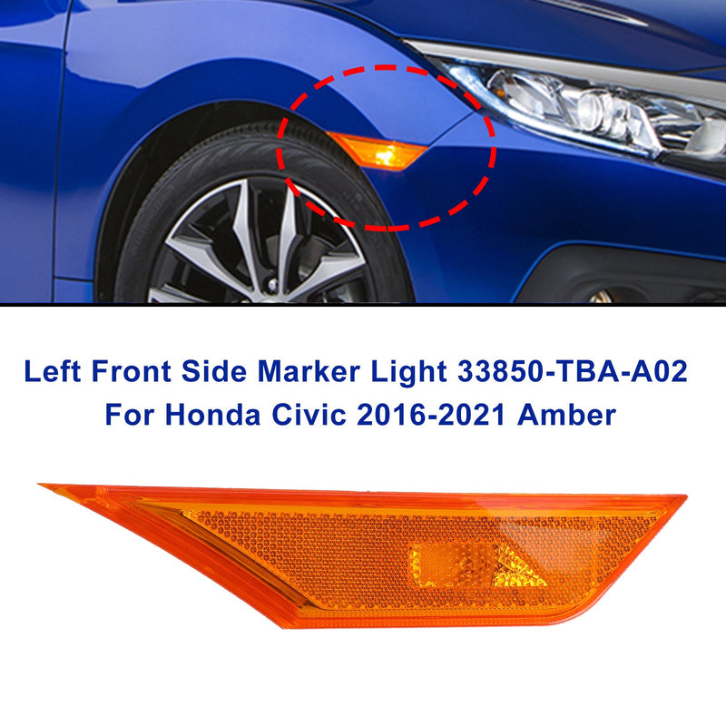 2x Front Side Marker Light For Honda Civic 2016-2021 Amber Generic