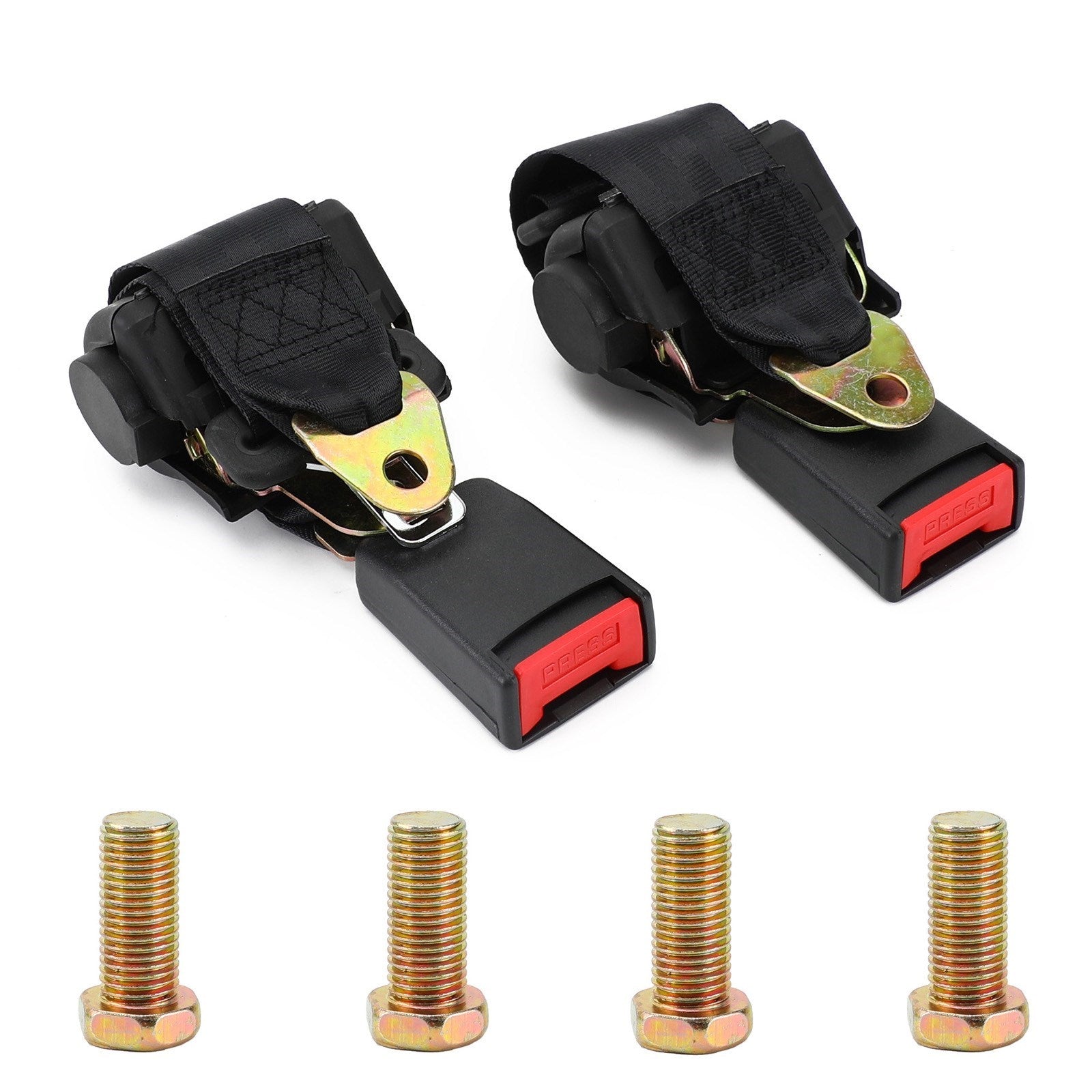 2 Sets 2 Point Retractable Auto Car Safety Seat Belt Buckle Universal Adjustable Generic