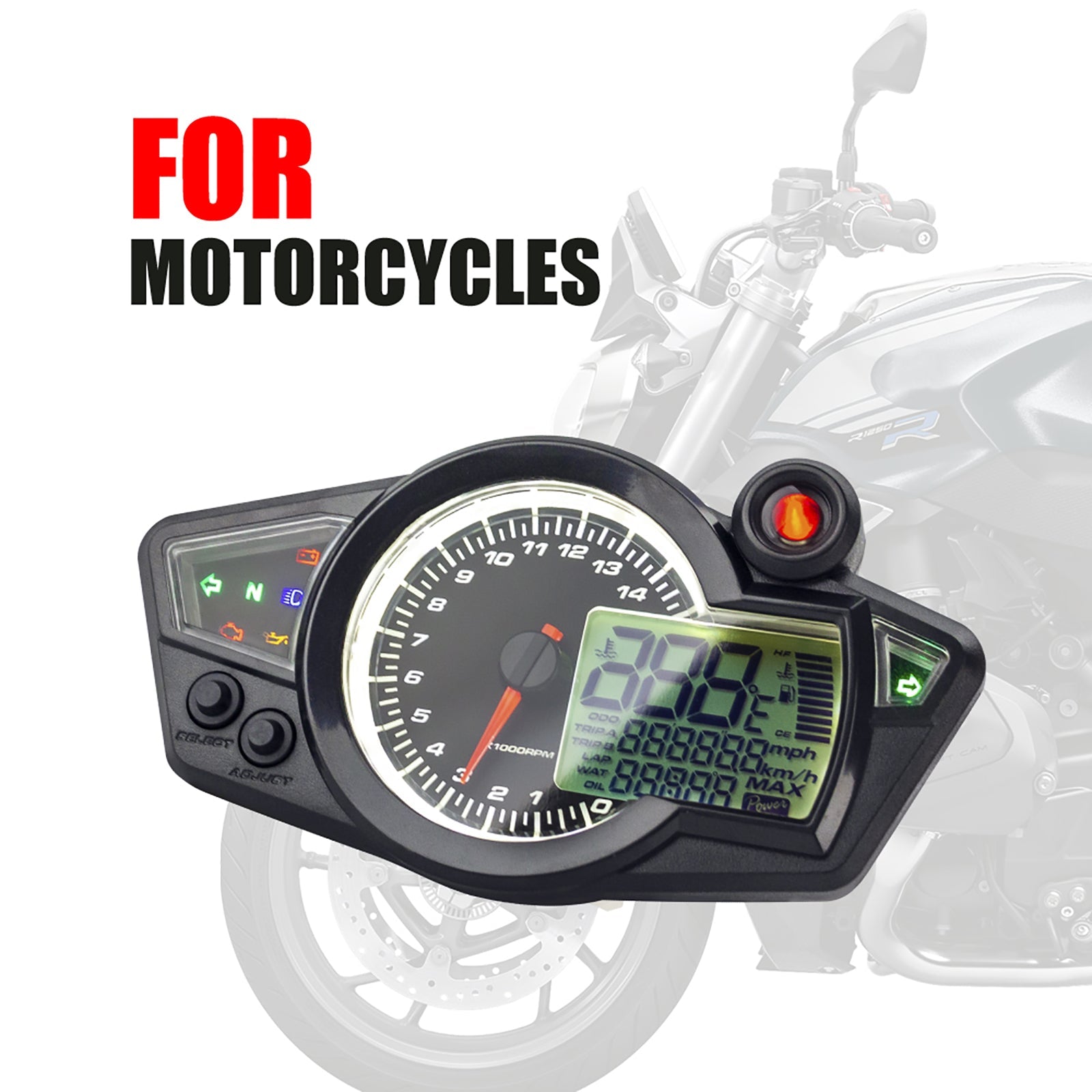 Tachometer Motorcycle Universal Digital Lcd 1-6 Gear Odometer Speedometer Generic