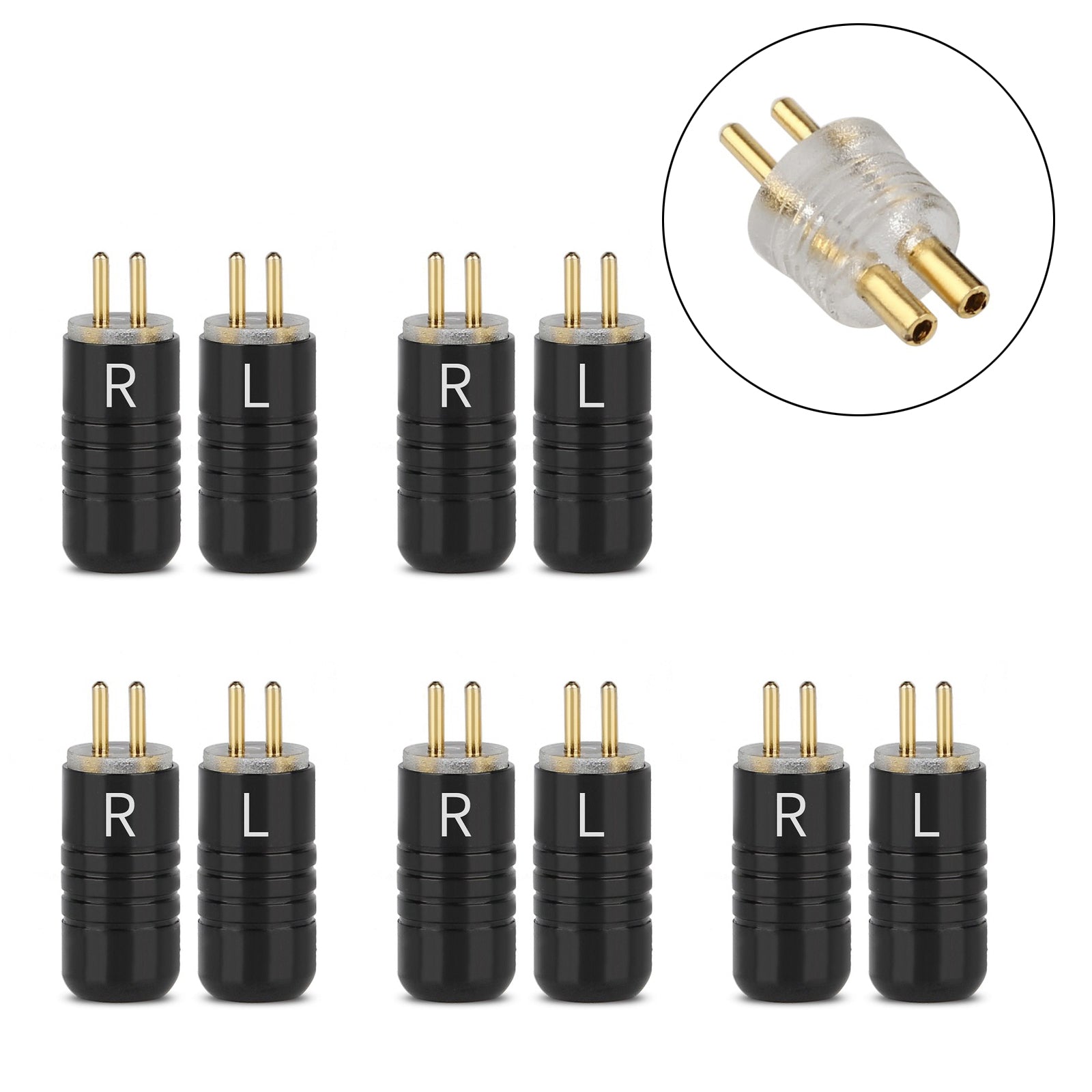 5PCS Aluminum Alloy 0.78mm Plug Audio Connector For JH Audio JH16 JH11 Pro Black