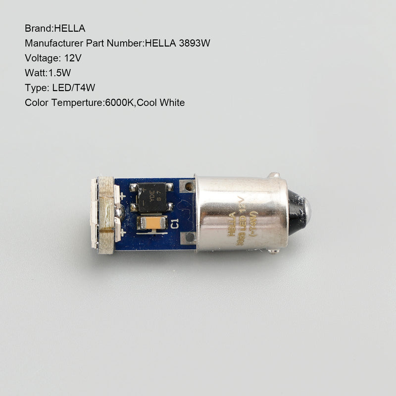 10X لـ HELLA LED التحديثية 3893 واط T4W 12 فولت 1.5 واط BA9S 6000 كيلو