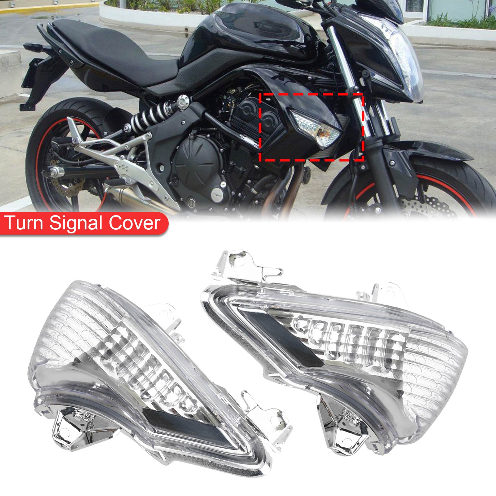 غطاء إشارات الانعطاف الأمامي لـ Kawasaki ER-6N EX650 Ninja 650 400R EX400 Generic