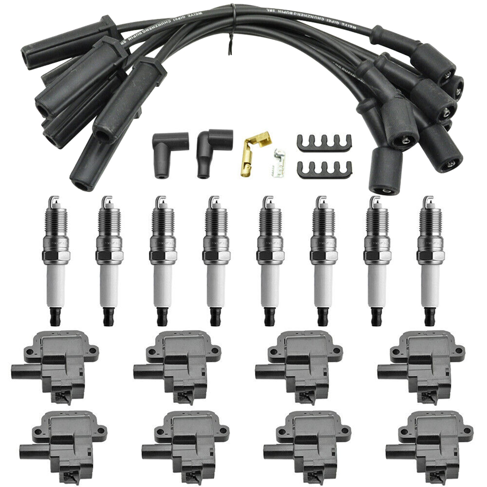 2001-2002 Chevrolet GMC Pickup C3500 Suburban Sierra HD Yukon XL 2500 V8 8.1L 8X lgnition Coil +Spark Plug +Wire D580 UF192