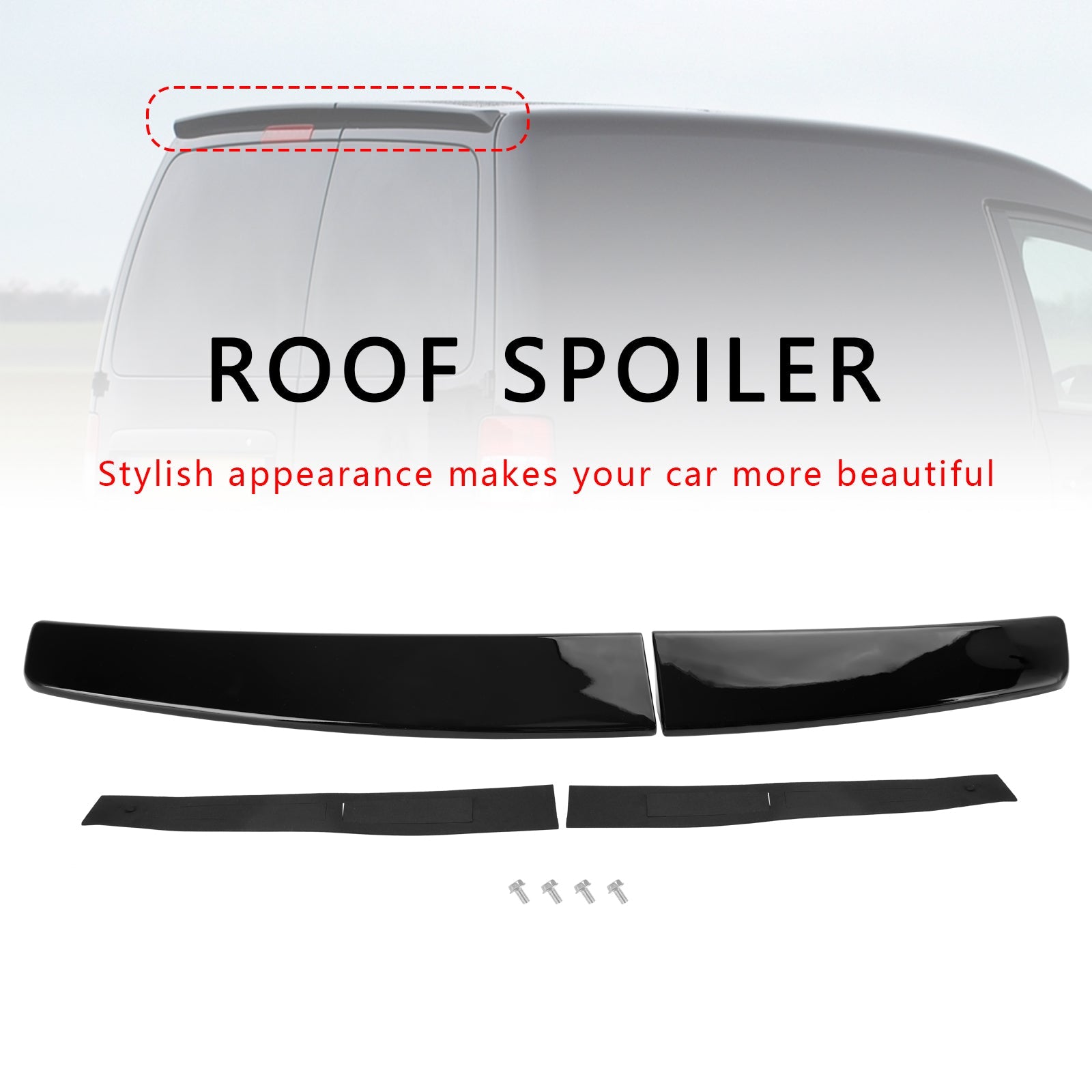 VW Caddy Maxi 2005-2018 Gloss Black Rear Twin Barn Door Trunk Spoiler