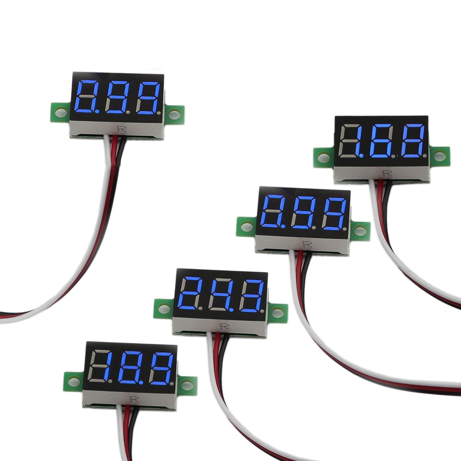 5x Mini DC 0-30V LED azul 3-Pantalla digital Voltaje Voltímetro Panel calibrable