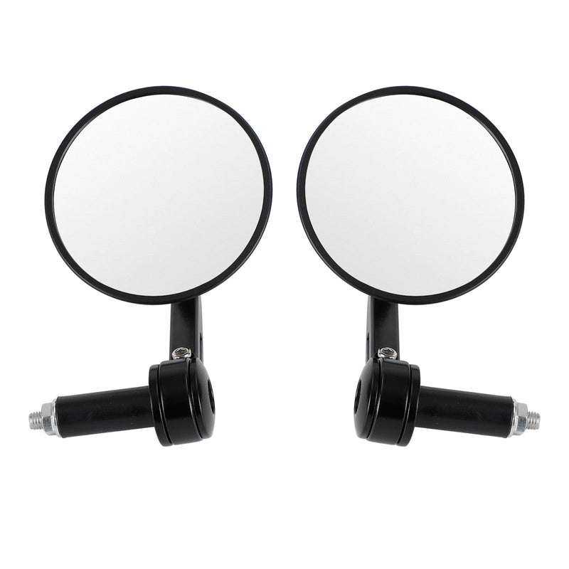 Par de espejos de extremo de manillar personalizados de 22 mm, antirreflejos, calidad de palanquilla negra redonda de 4"