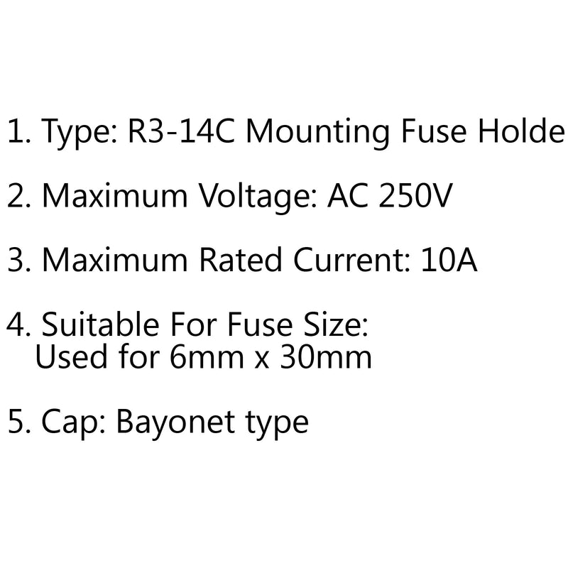 4 Uds SCI R3-14C portafusibles de chasis de montaje en Panel para fusibles de vidrio de 6x30mm 10A 250V