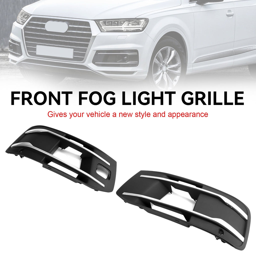 AUTOKAY Fog Light Grille Covers For Audi Q7 2016-2019 - Front Bumper Bezels (2-Piece Set)