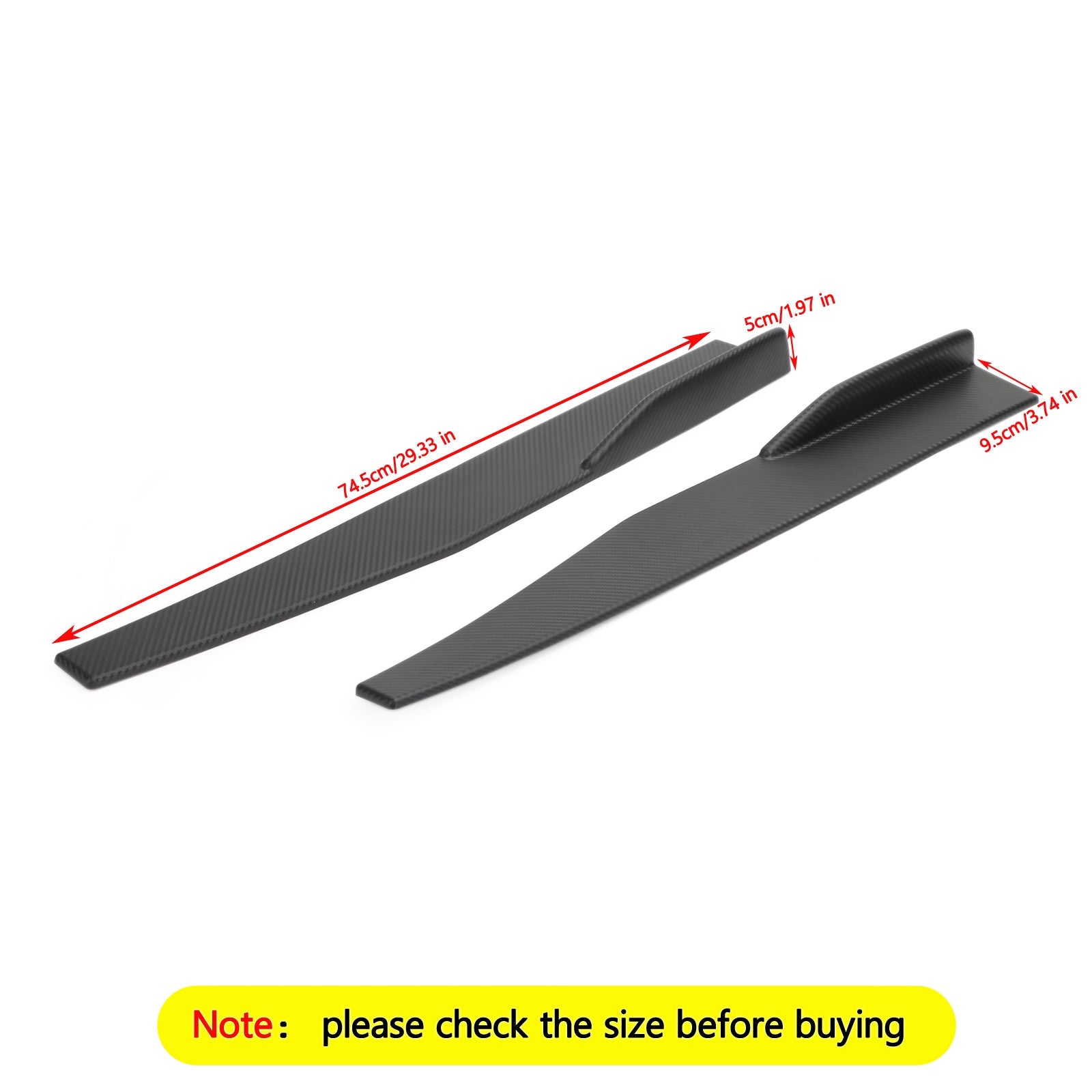 Pair 74.5cm Car Carbon Fiber Side Skirts Rocker Splitters Diffuser Winglet Wings Generic