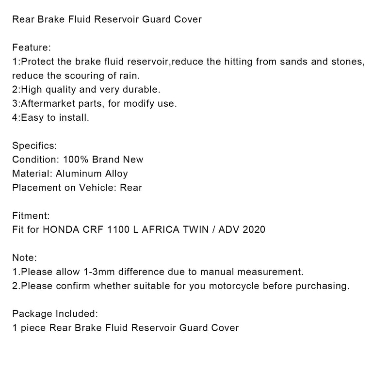 غطاء المحرك الخلفي Bremsfluidschutz f¨?r Honda CRF 1100 L AFRICA TWIN/ADV 2020 Generic
