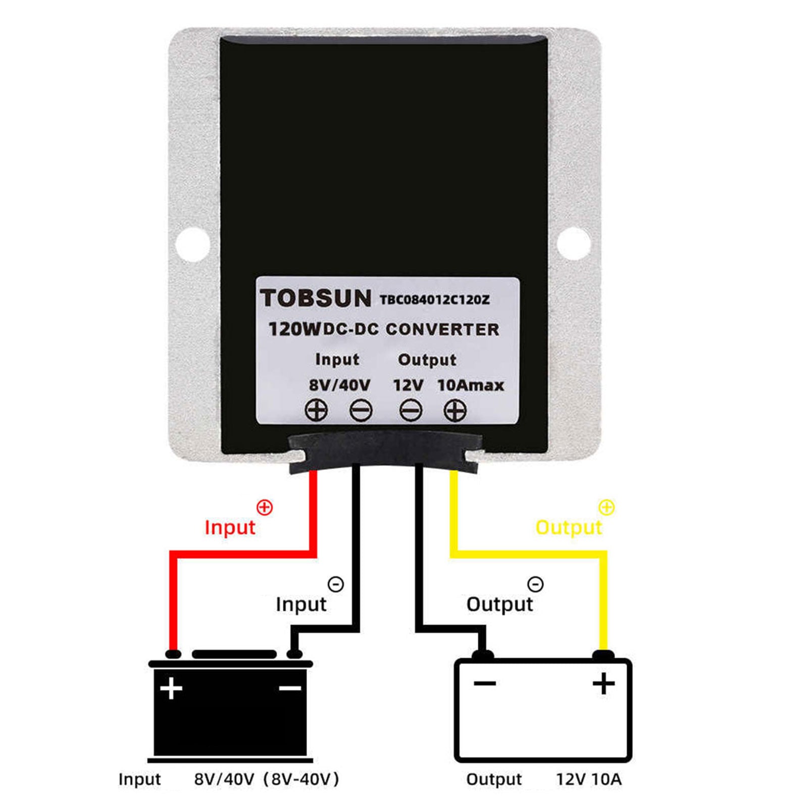 الألومنيوم للماء DC-DC 8-40V إلى 12V 10A الجهد المثبت 120W محول