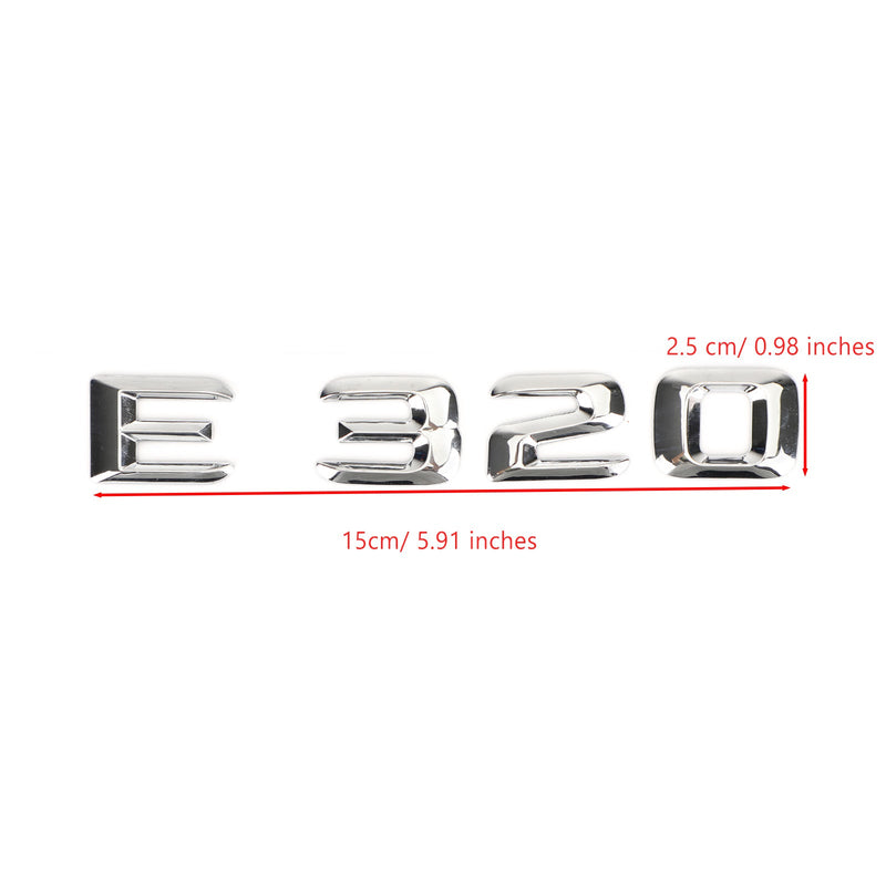 شارة شعار صندوق السيارة الخلفي تحمل أرقامًا وأحرفًا تناسب مرسيدس E320 كروم عام
