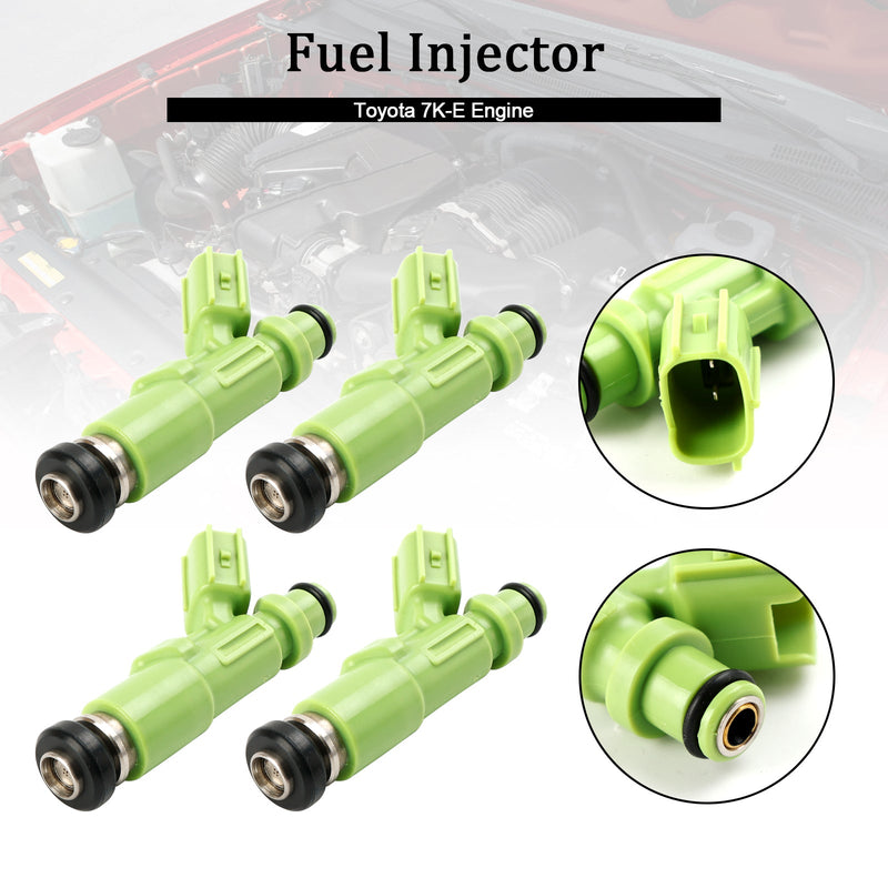4 Uds inyector de combustible 23250-13030 compatible con motor Toyota 7K-E 23209-13030