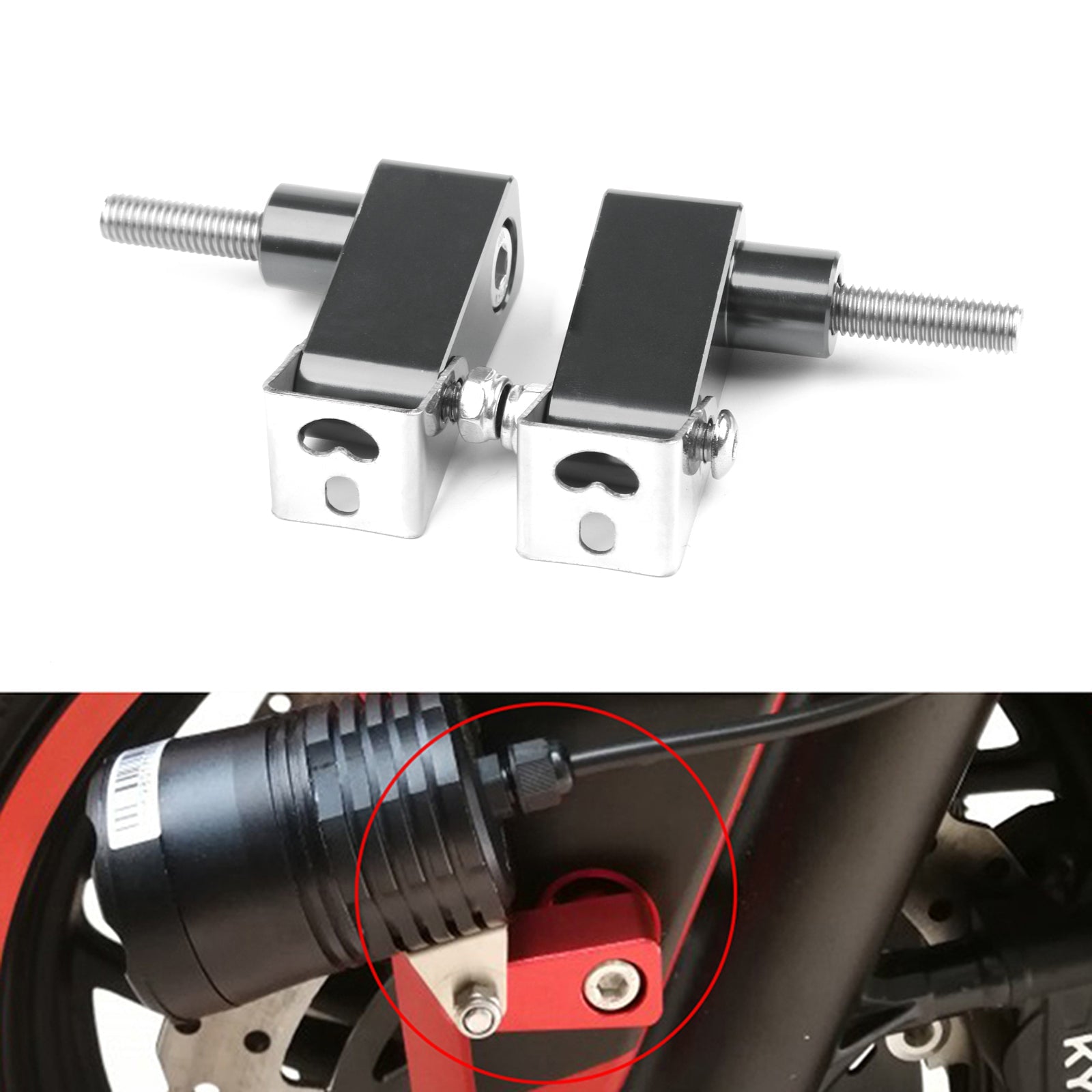 Pair CNC Titan M8 Motorcycle Headlight Fog Light Mount Bracket Extender Support