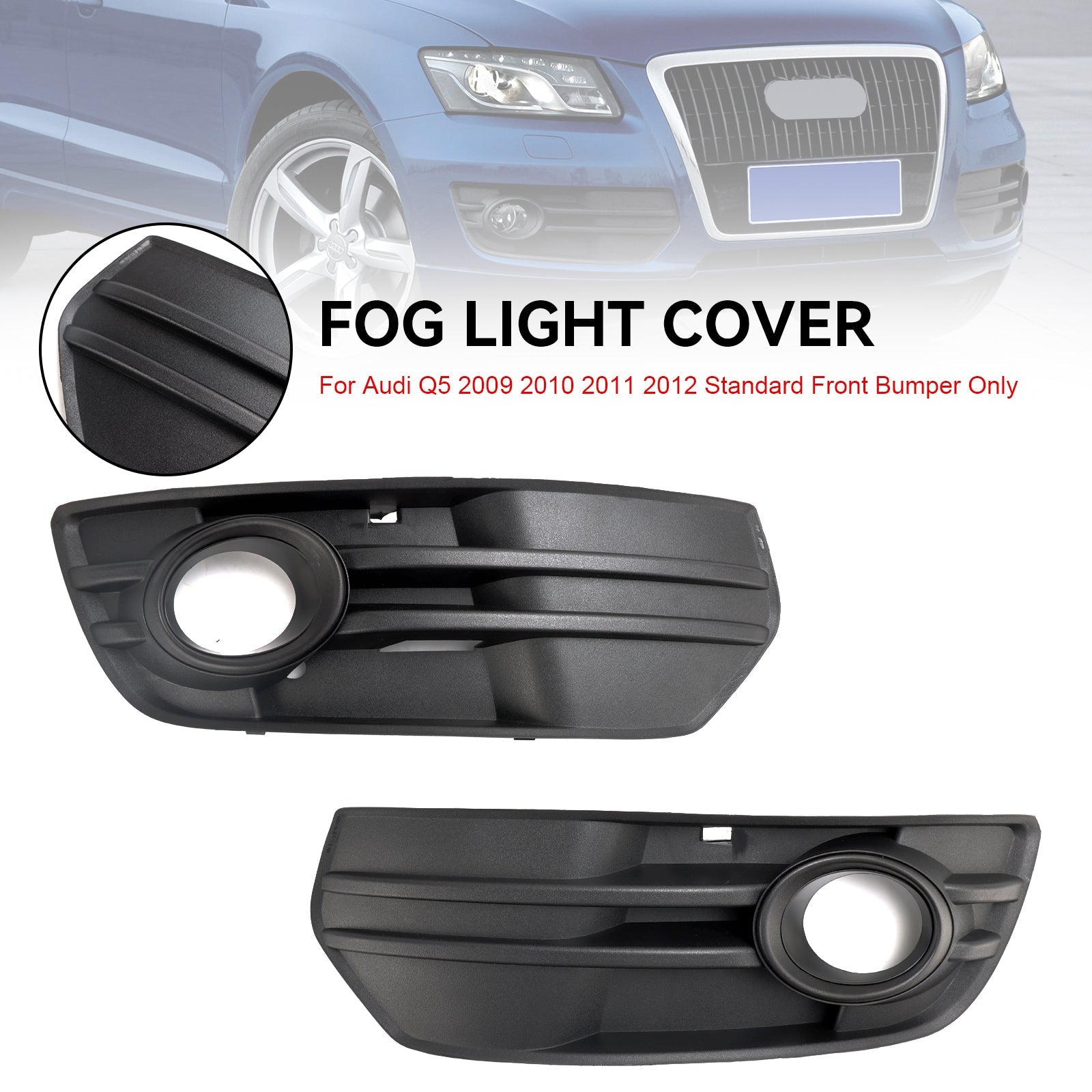 Audi Q5 2009-2012 2PCS Front Bumper Grill Fog Light Lamp Covers Trim