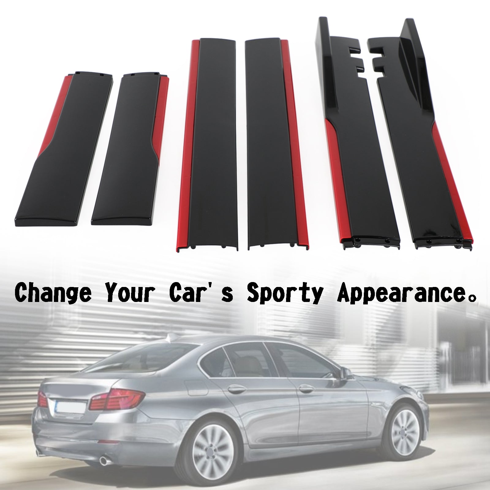 78.7" Universal Side Skirt Extensions Rocker Panel Splitters Lip Polypropylene