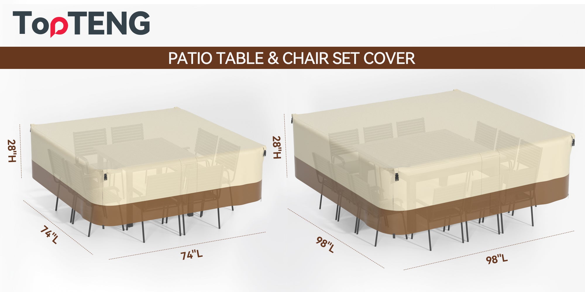 Cubierta impermeable cuadrada para muebles de jardín 420D para mesa y sillas de exterior