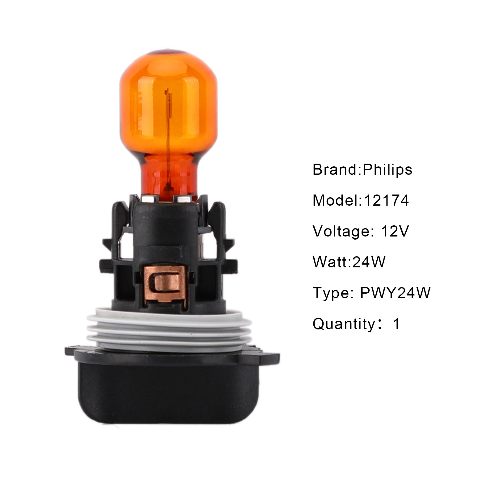 For Philips With Socket PWY24W 12174NA 12V24W Lamp Amber Bulb Turn Singal Light Generic